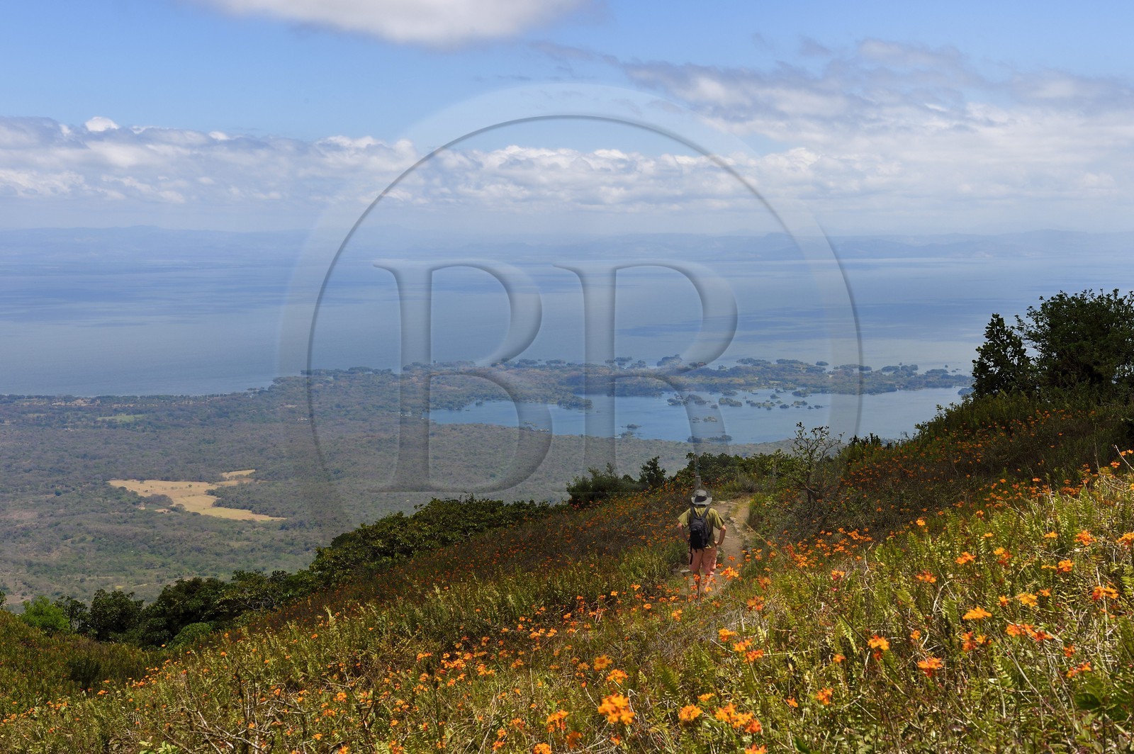 Nicaragua, Granada Department, Mombacho Volcano Nature Reserve, view on Las Isletas de Granada in Lake Nicaragua from the volcano slopes