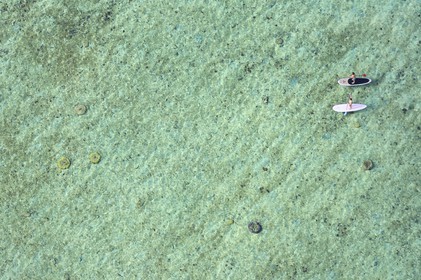 France, île de la Réunion, la Cote Ouest, le lagon de Saint-Gilles-Les-Bains, l'Ermitage-les-Bains (vue aérienne)
