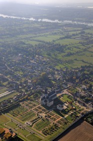 France, Seine-Maritime, Saint-Martin-de-Boscherville, Saint-Georges de Boscherville Abbey of the 12th century (aerial view)