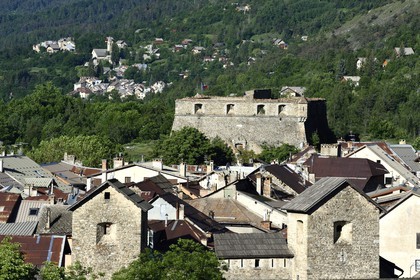 France, Alpes de Haute Provence, Parc National du Mercantour (Mercantour National Park) and Vallee du Haut Verdon, Colmars les Alpes fortified by Vauban in the late 17th century, the square redoubt of Fort de France built south of the village
