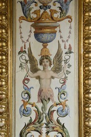 France, Seine-et-Marne (77), Maincy, le château de Vaux-le-Vicomte, peinture de la porte du Cabinet des Jeux