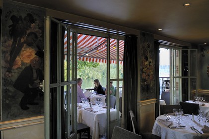 France, Yvelines, Chatou, the island of the Impressionists, the Restaurant La Maison Fournaise from the mid-nineteenth century was the mecca of the Impressionists and canoeing