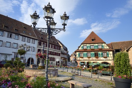 France, Bas-Rhin (67), Barr, Place de l'Hotel de ville, restaurant Le Brochet
