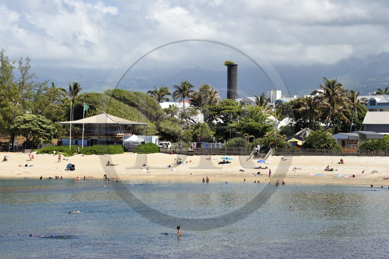 France, Reunion island (French overseas department), Saint Pierre, the white sand beach in the city center is protected by the lagoon reefs