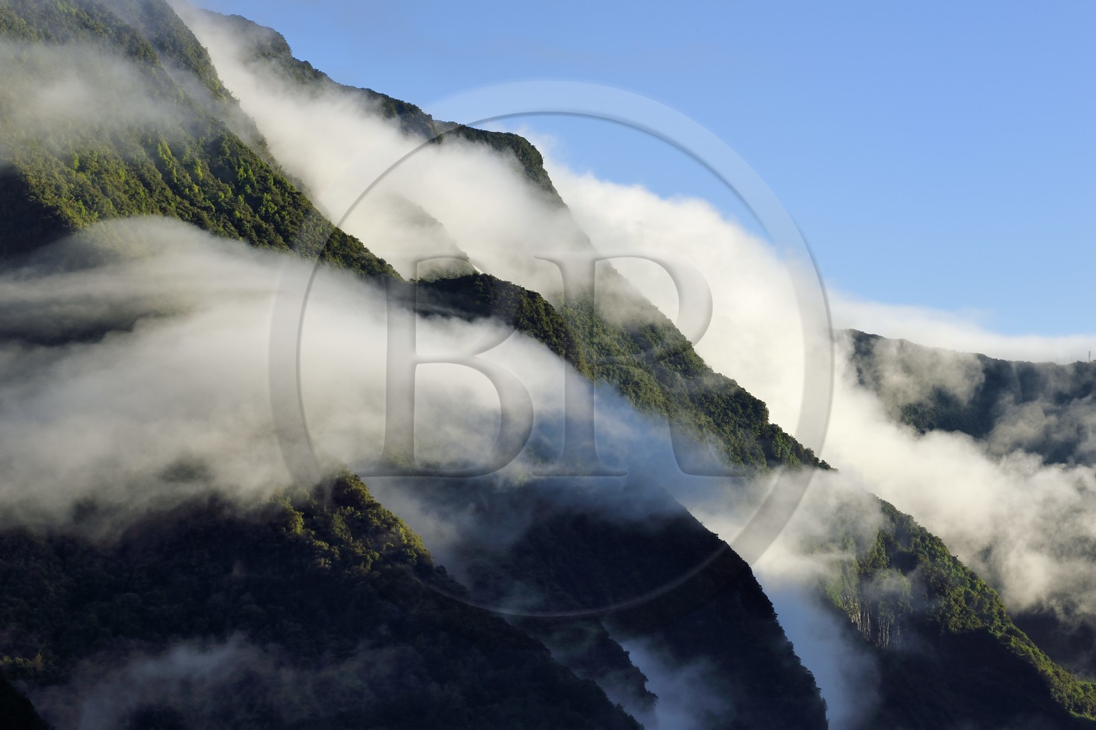 France, Reunion island (French overseas department), Cirque de Salazie, listed as World Heritage by UNESCO, entrance to the cirque and the Rivière du Mat valley