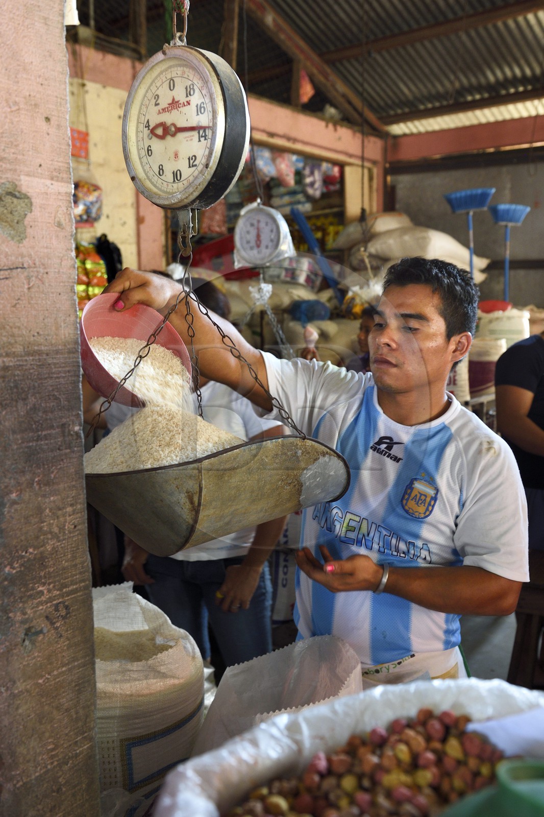 Nicaragua, Leon, Sutiaba district market, grocer stall