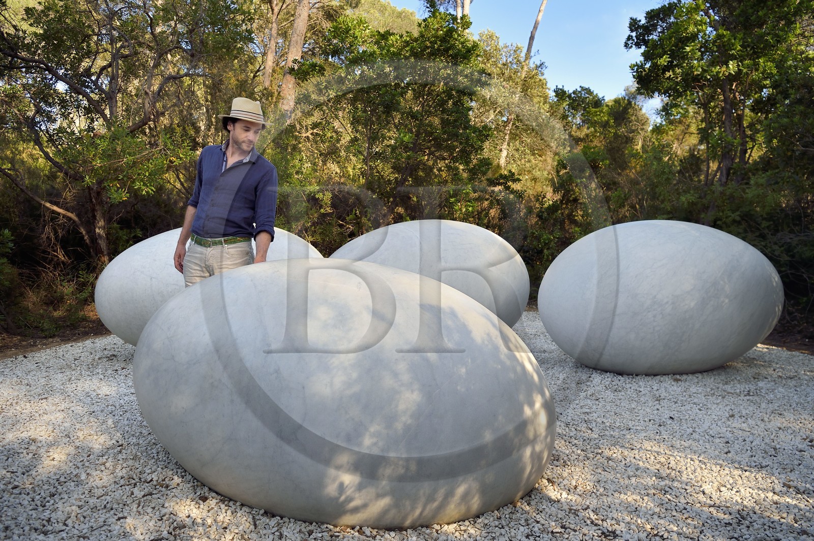 France, Var (83), Iles d'Hyères, parc national de Port Cros, Ile de Porquerolles, la Fondation Carmignac, La Couvée (2018) de Nils Udo, Charles Carmignac directeur de la Fondation Carmignac
