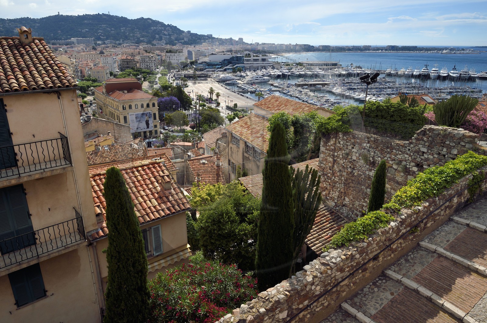 France, Alpes-Maritimes, Cannes, the old town in Le Suquet district is overloojing the tourist port