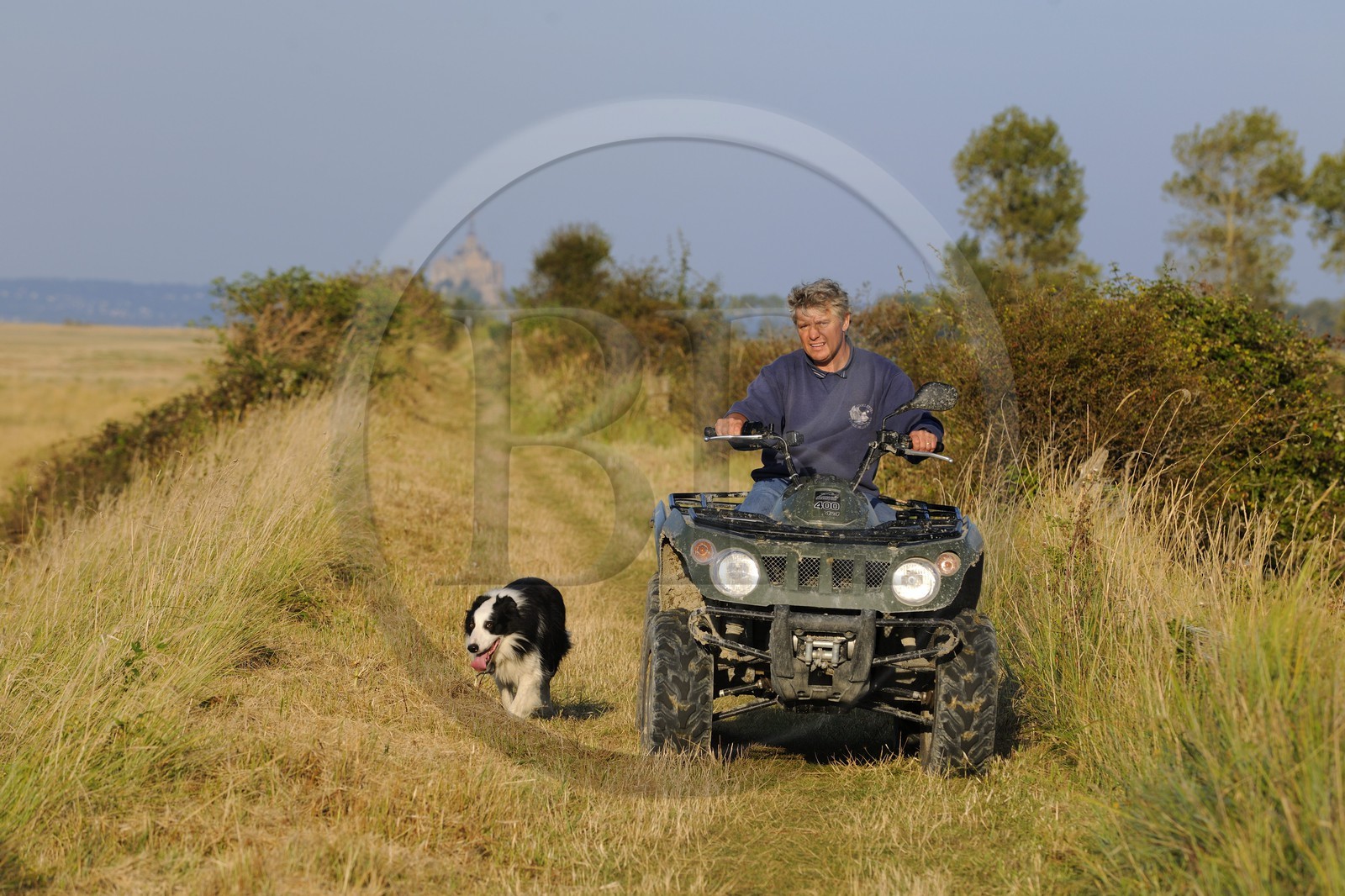 France, Ille et Vilaine, the green way of Mont Saint Michel, Yannick Frain, farmer and breeder of salt marshes sheep