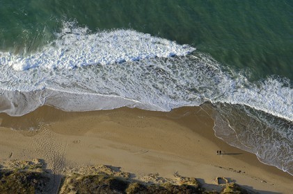 France, Charente-Maritime (17), ile de Ré, plage à la Conche des Baleines (vue aérienne)