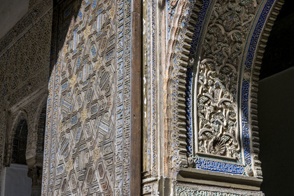 Spain, Andalusia, Seville, the Alcazar of Seville (Reales Alcazares de Sevilla), listed as World Heritage by UNESCO, Palais mudéjar ou de Pierre Ier, the Maidens Courtyard (Patio de las Doncellas)