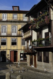 Portugal, Minho region, Guimaraes, town listed as World Heritage by UNESCO, houses on the edge of the Santiago square