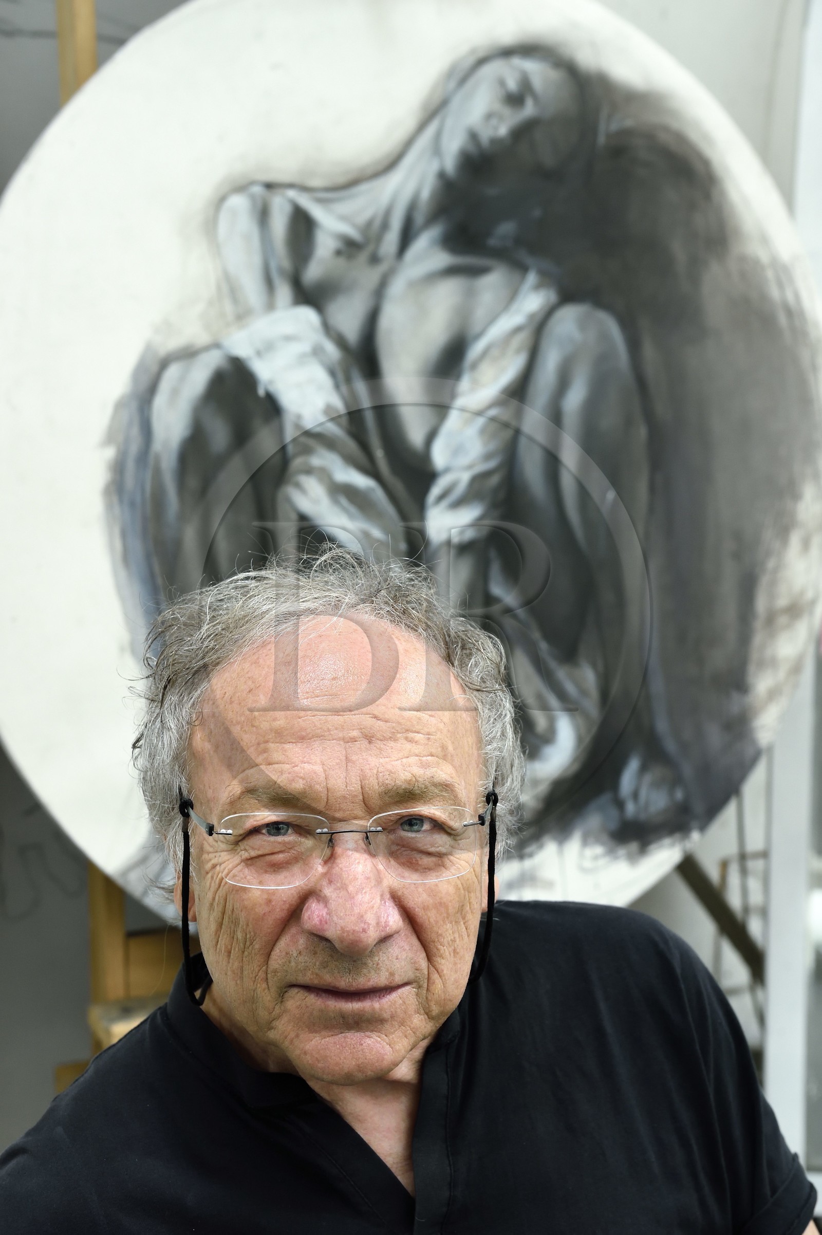 France, Ivry sur Seine, the artist Ernest Pignon-Ernest in his studio