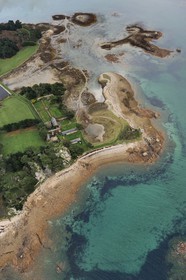France, Cotes-d'Armor, Cote d'Ajoncs, Penvenan,  Saint Gildas Island (aerial view)