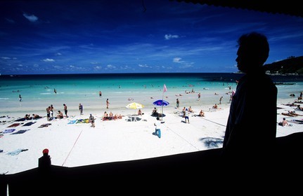 Thaïlande, Archipel îles Samui, Full Moon Party sur l' île de Koh Pha-Ngan, habitant de Had Rin regardant la plage