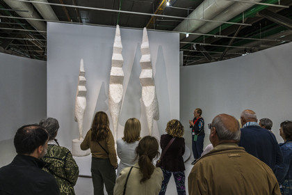 France, Paris (75), quartier des Halles, le Centre Pompidou aussi apellé Beaubourg, Musée National d'Art Moderne (MNAM), exposition retrospective Brancusi, Grand Coq I, 1924, Grand Coq II, 1930 et Grand Coq III, 1930-34, platre