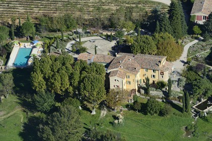 France, Var, Provence Verte (Green Provence), Bras village next to Saint Maximin, Le Peyrourier - une campagne en Provence Bed and Breakfast (aerial view)