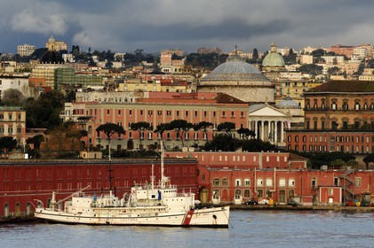 Italy, Campania, Naples, Historic center listed as World Heritage by UNESCO, San Francesco di Paola church and the harbour