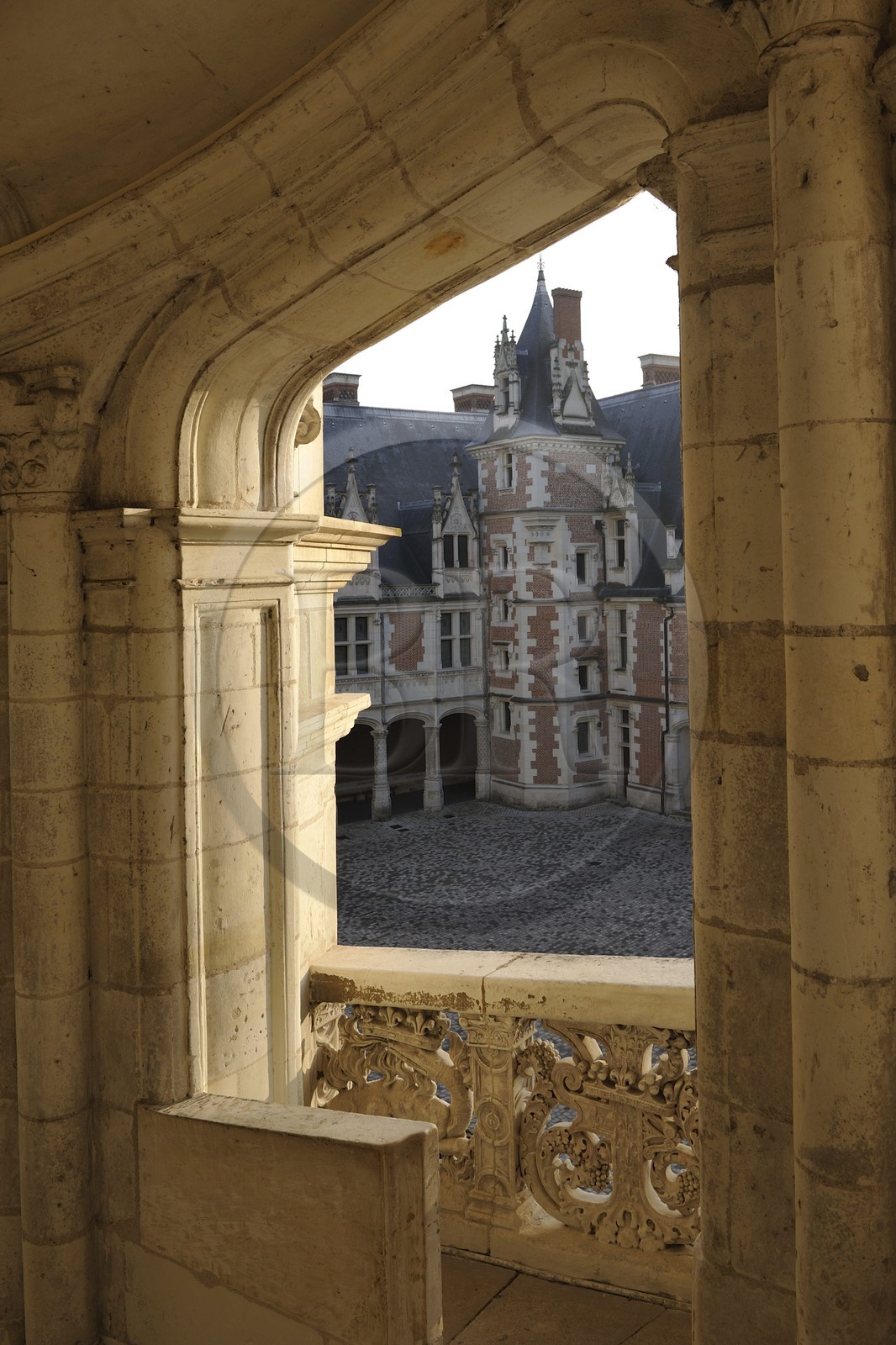 France, Loir et Cher, Loire Valley, listed as World Heritage by UNESCO, Chateau de Blois, grand staircase of Francois I Wing and Louis XII Wing