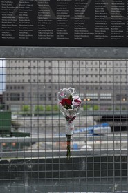 Etats-Unis, New York, Manhattan,  Ground Zero à l'emplacement des Twin Towers, liste des morts