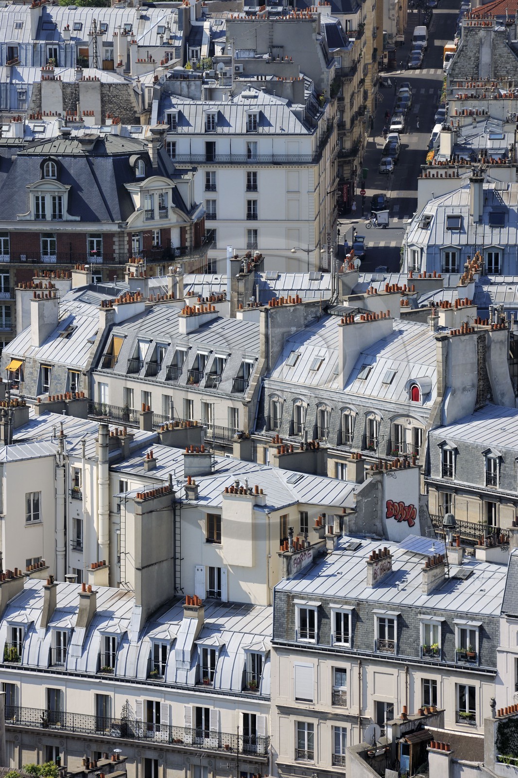 France, Paris (75), toits en zinc d'immeubles haussmanniens du 5ème arrondissement