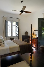 Argentine, province de Buenos Aires, San Antonio de Areco, estancia La Bamba de Areco, une des chambres de l'hôtel en rez de jardin