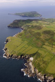 United Kingdom, England, Isle of Man the southernmost point of the island and the Calf of Man island (aerial view)