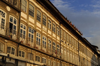 Portugal, Minho region, Guimaraes, town listed as World Heritage by UNESCO, facade of the hotel Toural on the square Largo do Toural