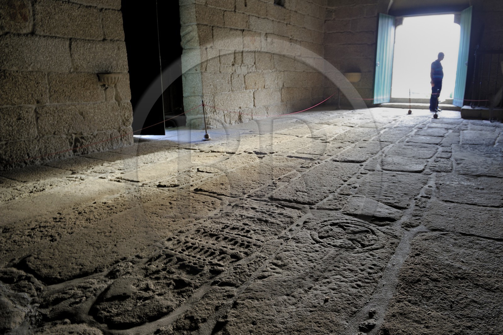 Portugal, Minho region, Guimaraes, town listed as World Heritage by UNESCO, Igreja de Sao Miguel do Castelo ( St Michael of the Castle church), graves of the comrades of the first Portuguese King Afonso Henriques on the ground