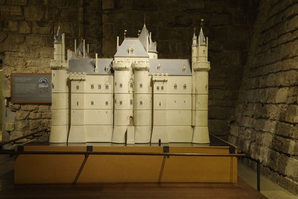 France, Paris, model of the medieval Louvre presented in the vestiges of the ditches of the Louvre from Philippe Auguste and Charles V times