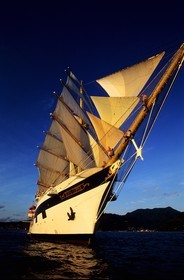 Caribbean sea, the five masted ship SPV Royal Clipper with every sail set