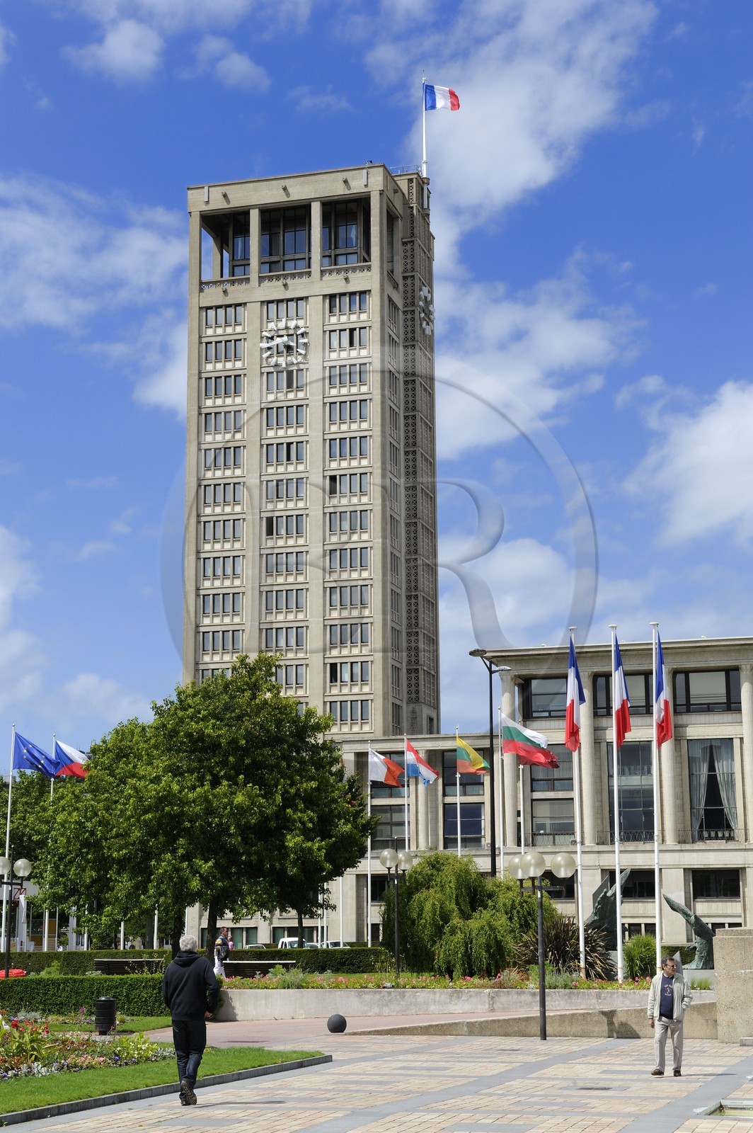 France, Seine Maritime, Le Havre, Downtown rebuilt by Auguste Perret listed as World Heritage by UNESCO, the City Hall of Perret (1958)