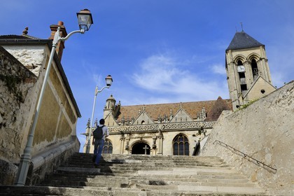 France, Val-d'Oise, Vetheuil village and its Notre Dame church painted by Claude Monet
