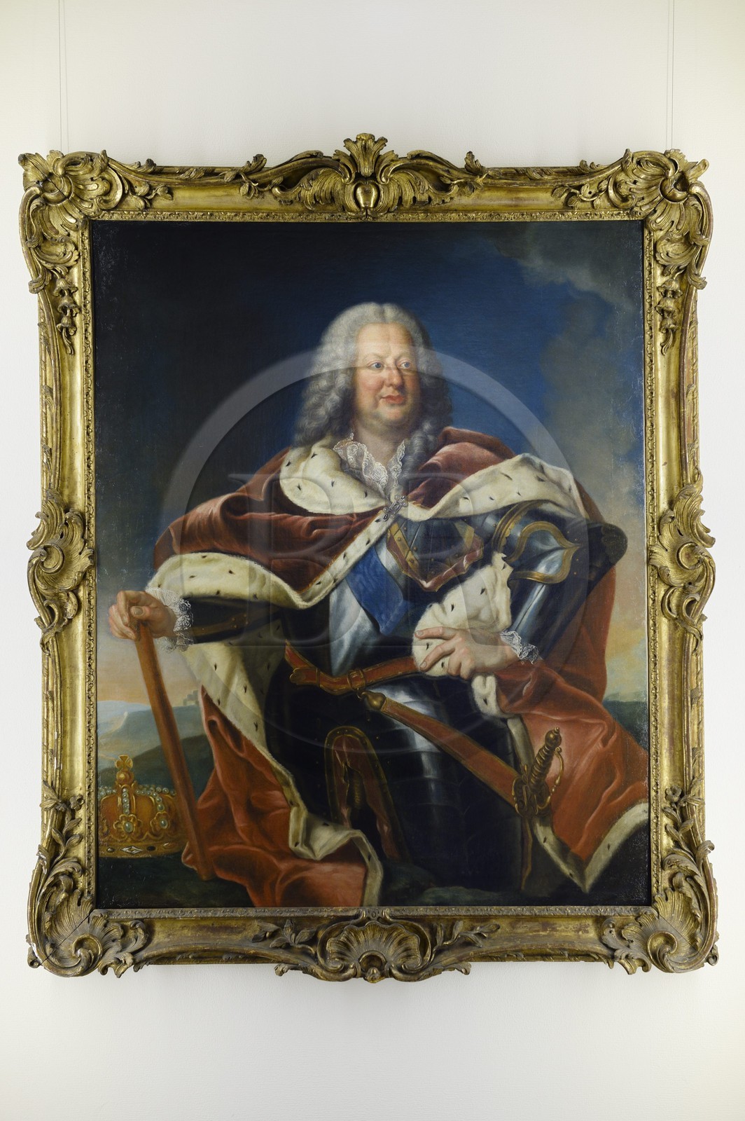 France, Meurthe-et-Moselle (54), Nancy, le Palais Ducal (Palais des Ducs de Lorraine) abrite le Musée historique lorrain, Portrait de Stanislas Leszczinski, roi de Pologne et dernier duc de Lorraine au XVIIIe siècle, par Jean Girardet