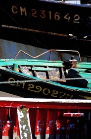 France, Finistere, remains of trawlers in Camaret