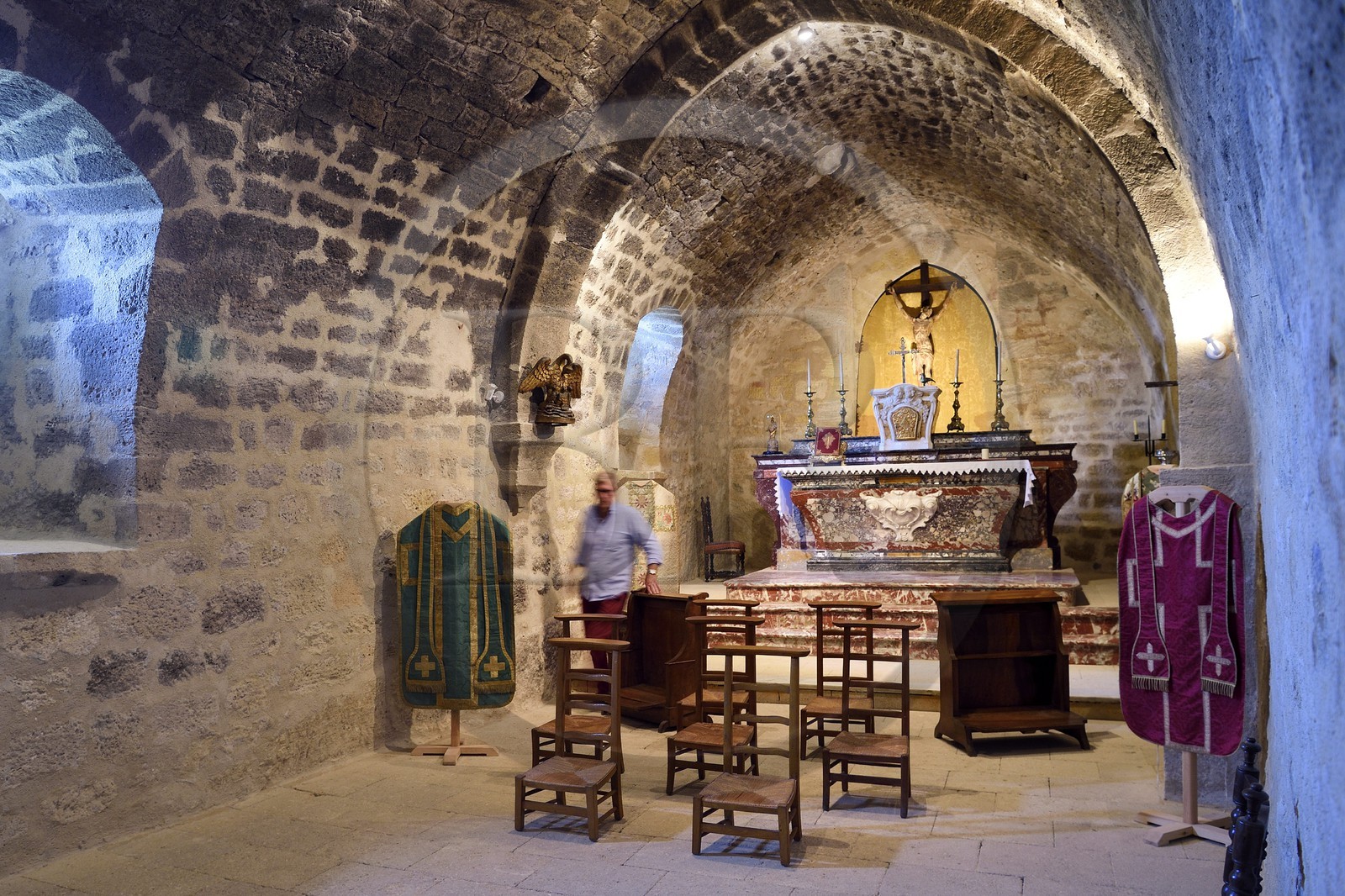 France, Vaucluse (84), Parc Naturel Regional du Luberon, Ansouis, labellisé Les Plus Beaux Villages de France, le chateau d'Ansouis, la chapelle