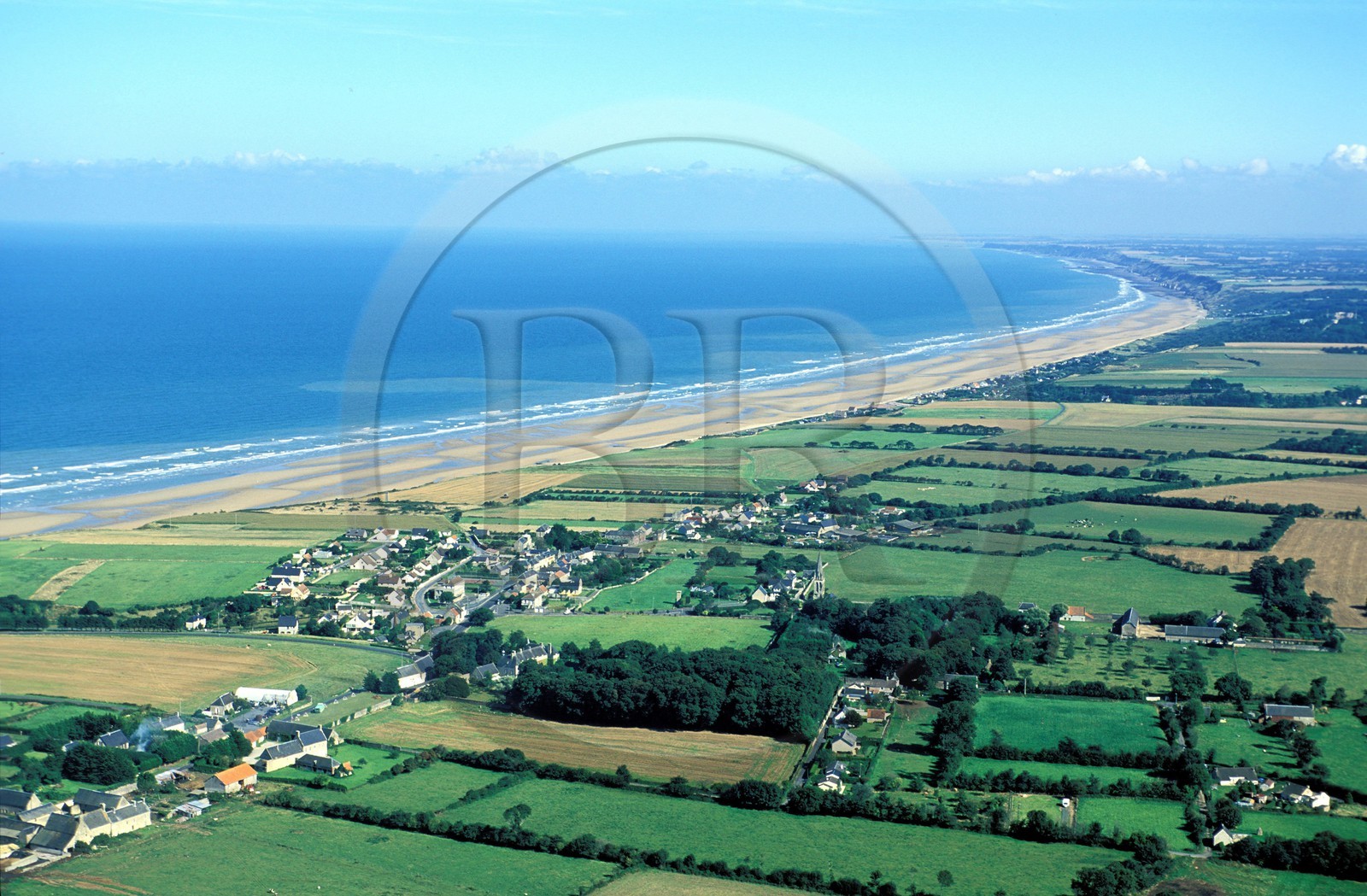 France, Calvados, Omaha beach, one of the beaches of the Normandy landings during the Second World War (aerial view)