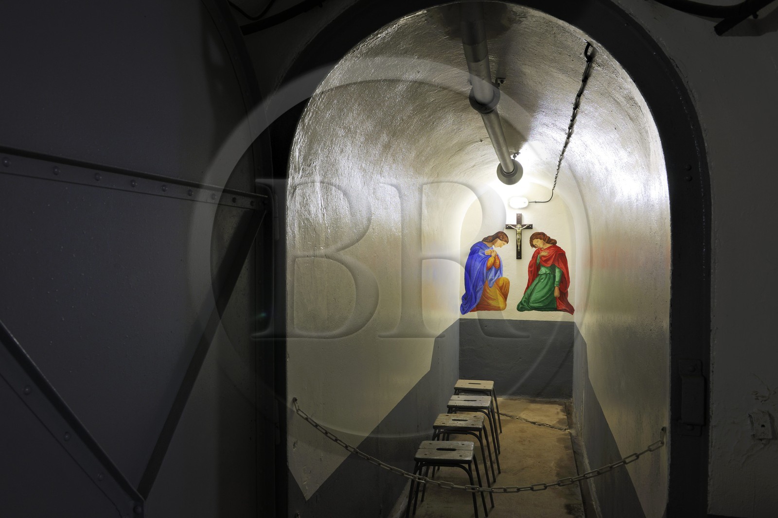 France, Bas-Rhin (67), Hunspach, la Ligne Maginot, le fort de Schoenenbourg, la chapelle