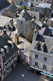 France, Finistère (29), Quimper, la place Saint-Corentin à l'ombre de la cathédrale