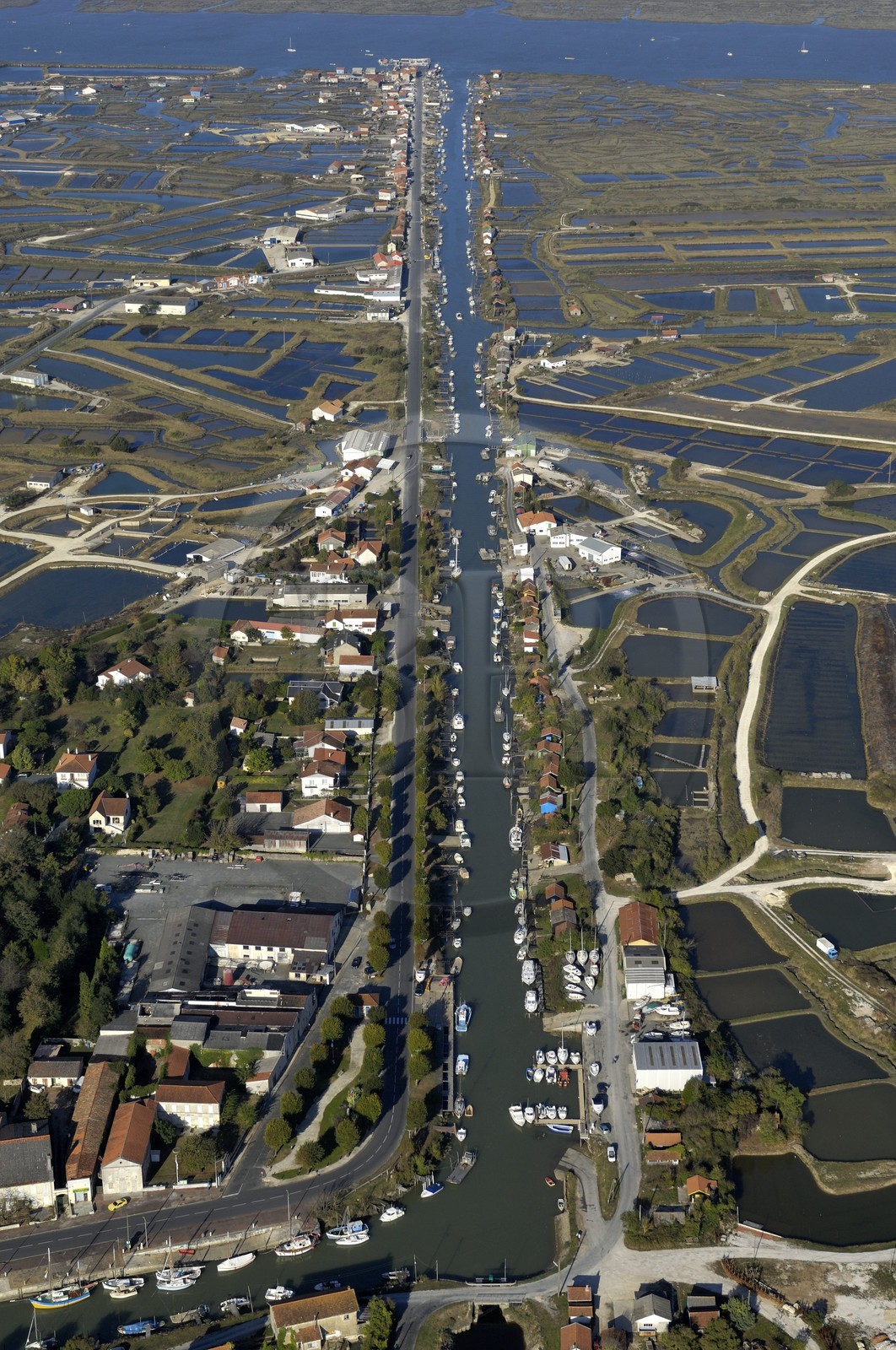 France, Charente-Maritime (17), bassin de Marennes-Oléron, La Tremblade, port de la grève (vue aérienne)