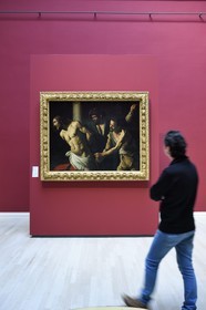 France, Seine-Maritime (76), Rouen, le musée des Beaux-Arts, tableau La flagellation du Christ à la colonne par Le Caravage, vers 1607