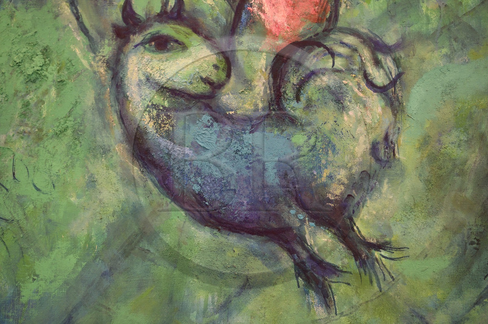 France, Alpes-Maritimes (06), Nice, musée national Marc Chagall de l'architecte André Hermant et créé à l'initiative d'André Malraux, salle de la série de peintures du Message Biblique, Adam Et Eve Chassés Du Paradis (1961), détail