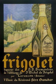 France, Bouches-du-Rhône (13), Parc Naturel Régional des Alpilles, Saint-Rémy-de-Provence, musée des Alpilles, ancienne affiche publicitaire des années 1930 pour la liqueur Frigolet de Abbaye Saint Michel de Frigolet