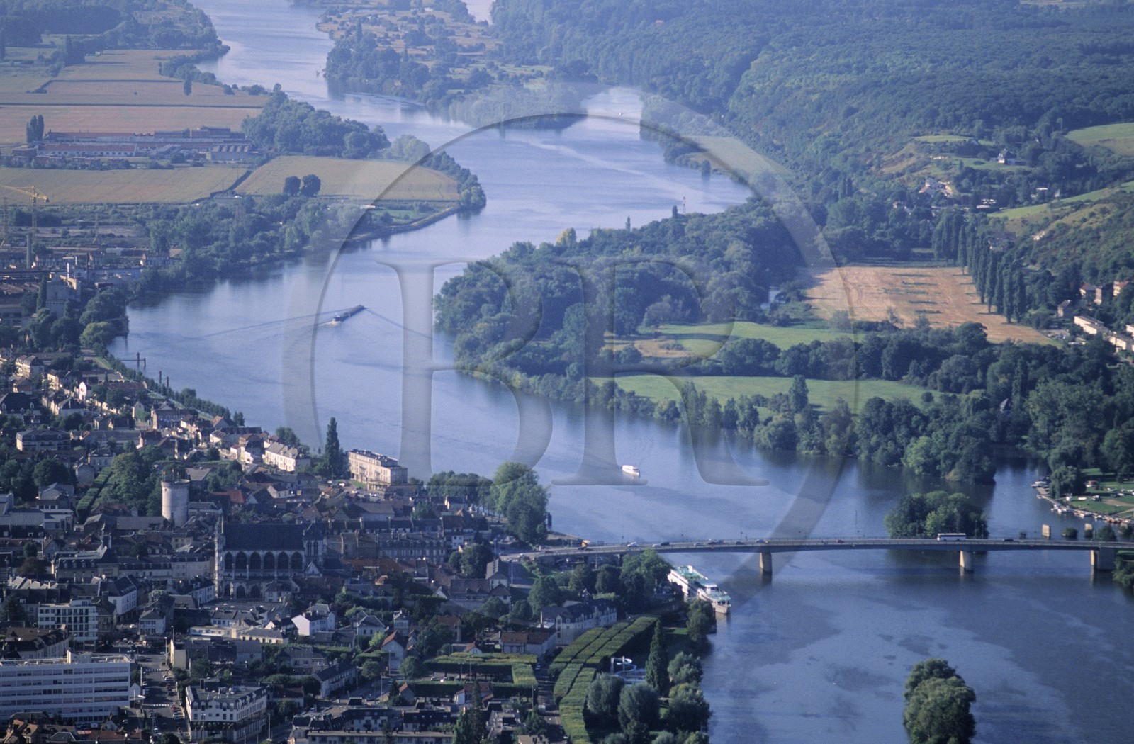 France, Eure, Seine river at Vernon (aerial view)