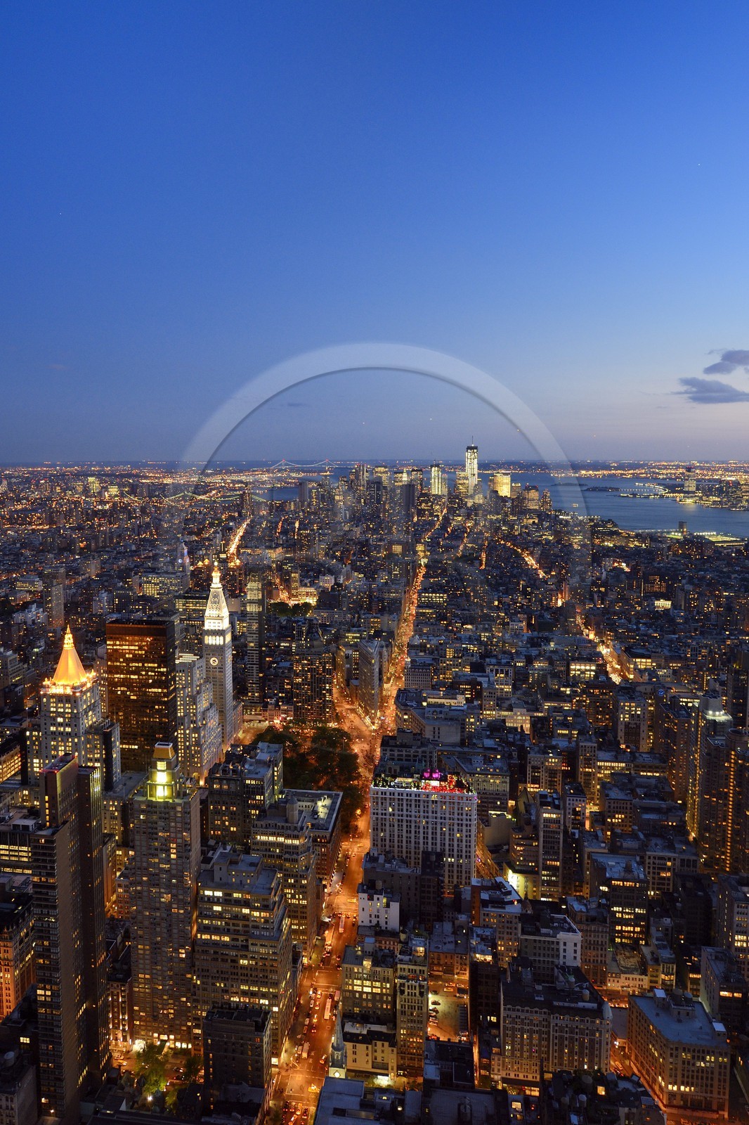 Etats-Unis, New York, Manhattan, vue depuis l'Empire State Building sur la partie sud de Manhattan, le One World Trade Center (1WTC) et la Hudson River
