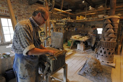 France, Haut Rhin, Ungersheim, Alsace Ecomuseum, potter Gilles Hacker in his workshop