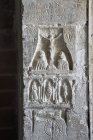 France, Allier (03), former province of Bourbonnais, Moulins, the Mal-Coiffee Tower of the former Chateau des Ducs de Bourbon that was transformed into a prison until 1984, military graffiti dating from the end of the 17th century when the building housed a garrison