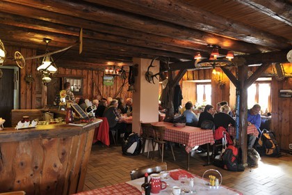 France, Haut Rhin, scenic road of la route des Cretes, Rural Inn Marcaire du Grand Hetre, dining room