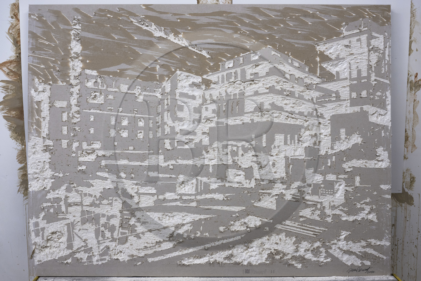 France, Hérault (34), Sète, oeuvre en cours de réalisation de l'artiste plasticien Jean Denant dans son atelier