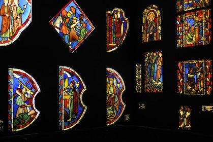 France, Paris, Musee du Moyen-Age (Middle Ages Museum), the former Hotel de Cluny, stained-glass windows